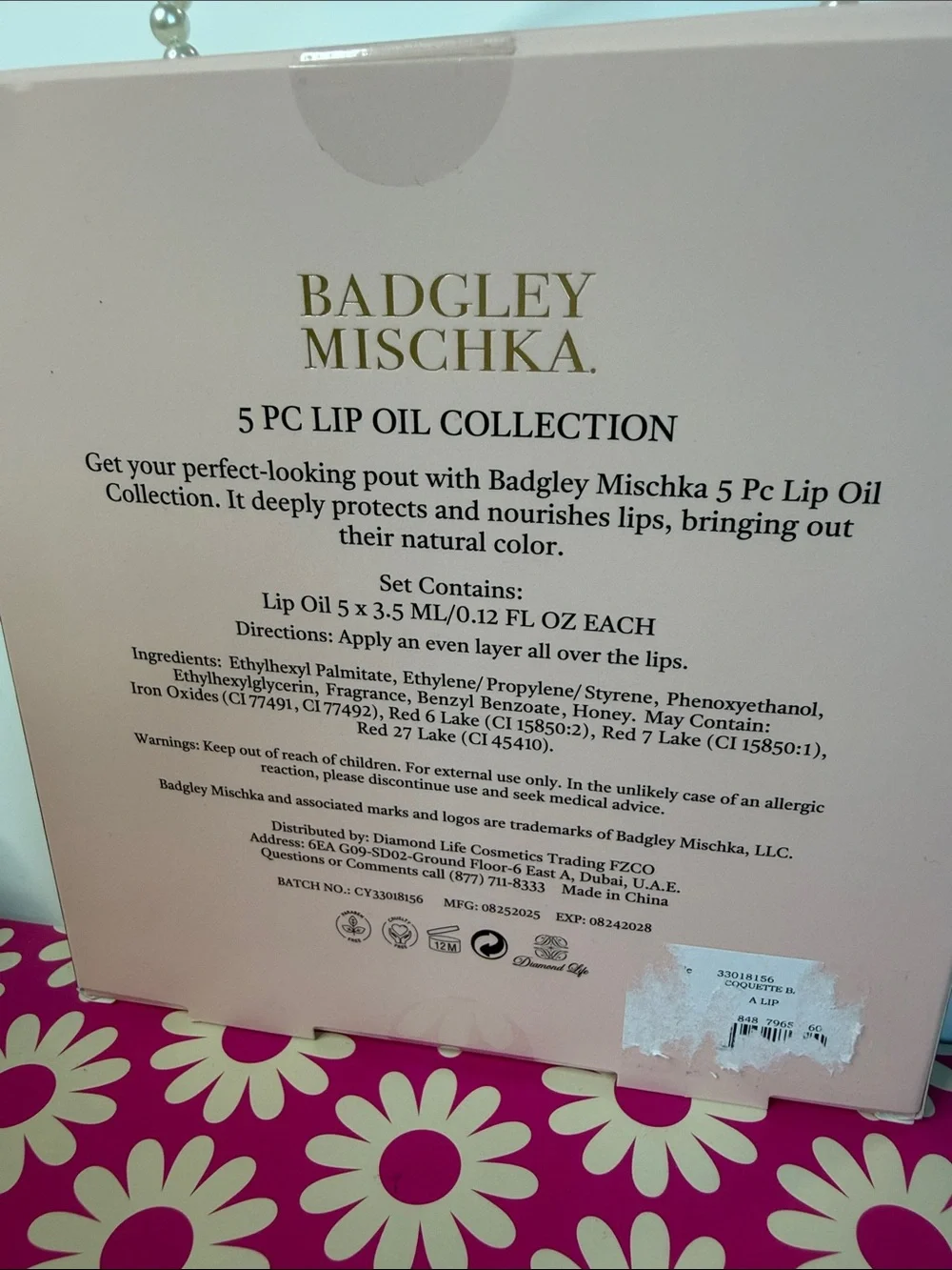 Badgley Mischka Pink and Clear‎ 5-Piece Lip Oil Set